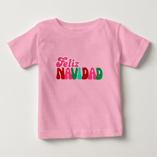 クリスマスを楽しく祝おう - ピンクのカラフルデザイン ベビーTシャツ (正面)