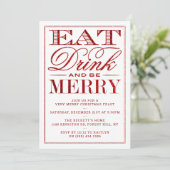 クリスマスを楽しく 赤いグリッター クリスマスパーティ 招待状 (スタンド正面)