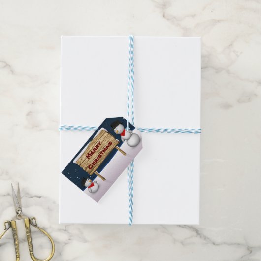 クリスマスを楽しみながら可愛い雪だるま ギフトタグ (より糸つき)