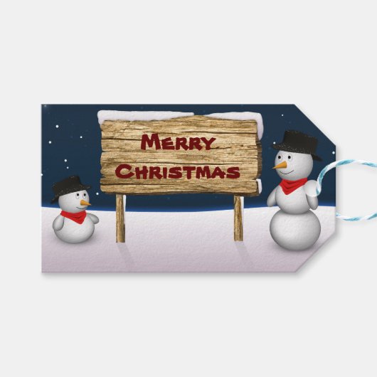 クリスマスを楽しみながら可愛い雪だるま ギフトタグ (正面(横))