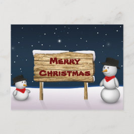 クリスマスを楽しみながら可愛い雪だるま シーズンポストカード