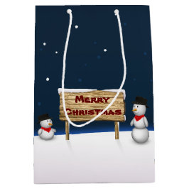 クリスマスを楽しみながら可愛い雪だるま ミディアムペーパーバッグ
