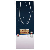 クリスマスを楽しみながら可愛い雪だるま ワインギフトバッグ (正面)