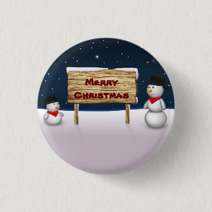 クリスマスを楽しみながら可愛い雪だるま 缶バッジ