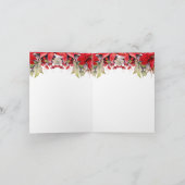 クリスマスを楽しむオーナメントのある赤い雪の球体 カード (内部)