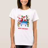 クリスマスを楽しむカイロプラクター サンタとエルフ Tシャツ (正面)