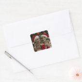 クリスマスを楽しむスケルトン スクエアシール (封筒)