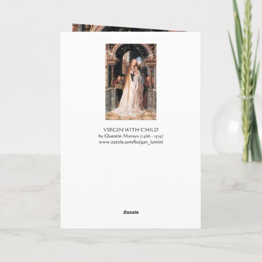 クリスマスを楽しむ子供と天使を持つヴァージン シーズンカード (裏面)