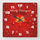 クリスマスを楽しむ美しいクリスマスベル スクエア壁時計 (正面)