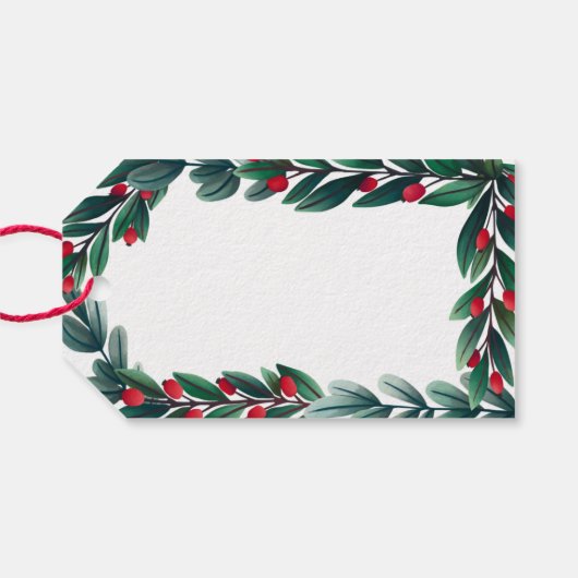 クリスマスを楽しむ美しい緑の枠 ギフトタグ (裏面横)