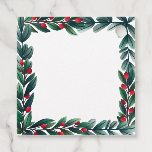 クリスマスを楽しむ美しい緑の枠 フェイバータグ (裏面)