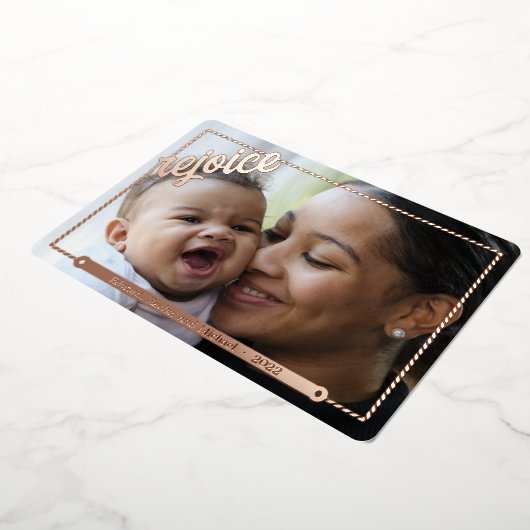 クリスマスを楽しむ |フルフォト |金属フレーム 箔シーズンカード (回転した状態)