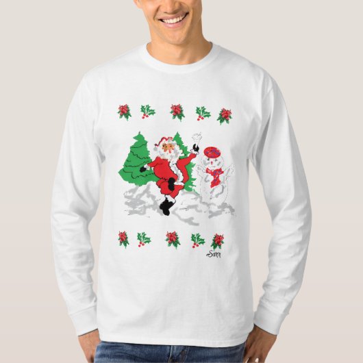 クリスマスを楽しむ 基本的ロングTシャツ Tシャツ (正面)