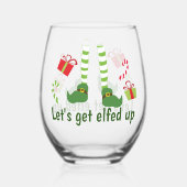 クリスマスを楽しめユーモアのあるよう ステムなしワイングラス (正面)