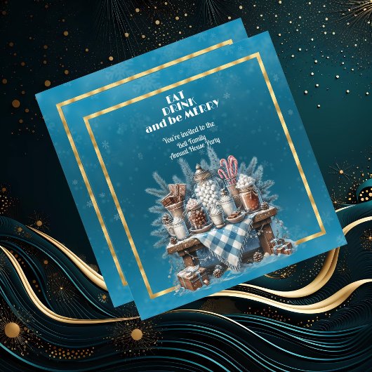 クリスマスを楽しもう！ 食べて、飲んで、歓喜に満ちて 招待状