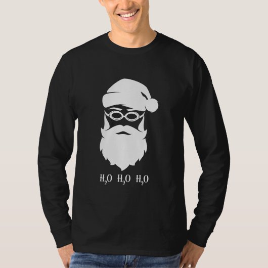 クリスマスを泳ぐサンタクロース H2O 水泳 Xmas Tシャツ (正面)