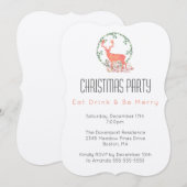 クリスマスを満喫！トナカイのパーティー 招待状 (正面/裏面)