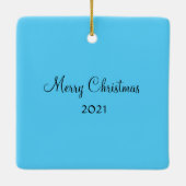 クリスマスを眺めるかわいい守護天使ホワイトドッグ セラミックオーナメント (裏面)