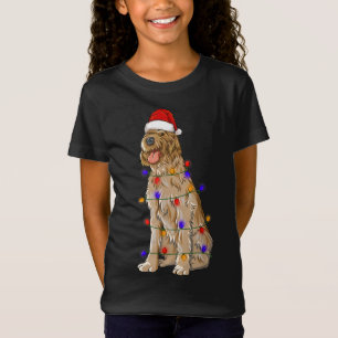 クリスマスを着た金髪のポインティンググリフォン犬 Tシャツ