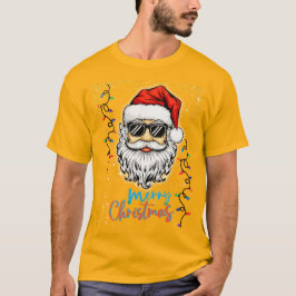 クリスマスを祝うコズミックサンタ Tシャツ