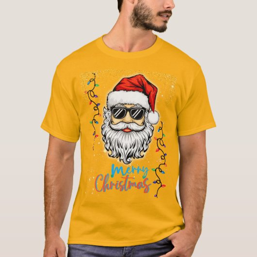 クリスマスを祝うコズミックサンタ Tシャツ (正面)