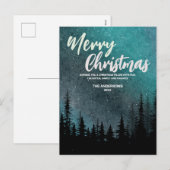 クリスマスを祝うダークな夜空の森のホリデーシーズン シーズンポストカード (正面/裏面)