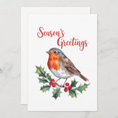 クリスマスを祝うチェアフル・ロビンからの季節のご挨拶 招待状 (正面/裏面)