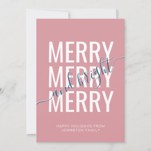 クリスマスを祝う明るいピンクのチェック柄 シーズンカード (正面)