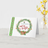 クリスマスを祝う明るいリース カード (黄色い花)