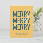 クリスマスを祝う明るい黄色のチェック柄 シーズンカード (スタンド正面)