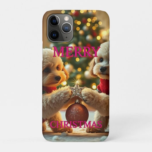 クリスマスを祝う2匹のプードル Case-Mate iPhoneケース (裏)