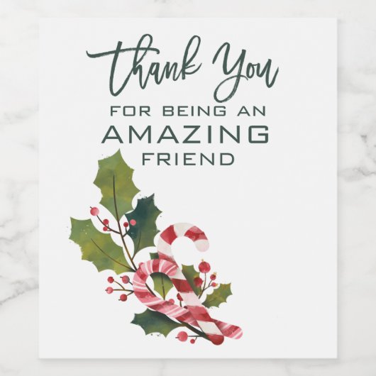 クリスマスを祝して素晴らしい友達に感謝する ワインラベル (シングルラベル)