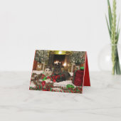 クリスマスを祝っているかわいい猫 カード (正面)