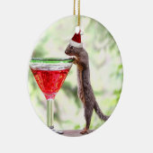 クリスマスを祝っているリス セラミックオーナメント (右)