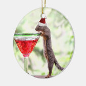 クリスマスを祝っているリス セラミックオーナメント (左)
