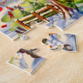 クリスマスを見ているヴィンテージのクリスマスバンニー ジグソーパズル (側面)