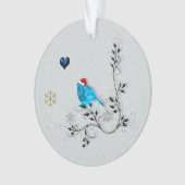 クリスマスを見るブルーバードハート2 オーナメント (正面)