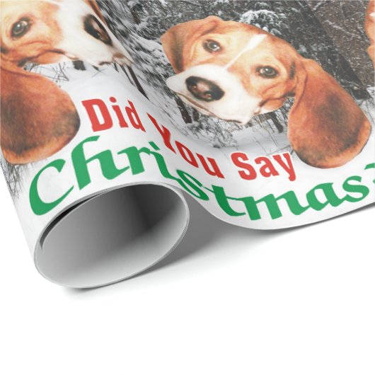クリスマスを言いましたか。 ビーグル犬の包装紙 ラッピングペーパー (ロールコーナー)