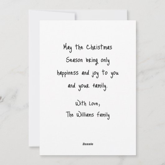 クリスマスを込めたあたたかなホリデーシーズンを願って シーズンカード (裏面)