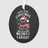 クリスマスを迎えて明るい猫のクリスマス オーナメント (正面)