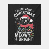 クリスマスを迎えて明るい猫のクリスマス フリースブランケット (正面)