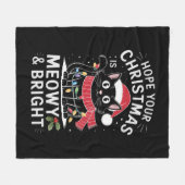 クリスマスを迎えて明るい猫のクリスマス フリースブランケット (正面(横))