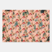 クリスマスを迎えるサルのクマとリス ラッピングペーパーシート (正面2)