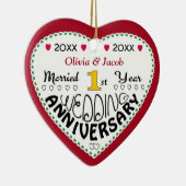 クリスマスを迎える1周年記念ギフトハート セラミックオーナメント (右)
