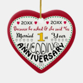 クリスマスを迎える1周年記念ギフトハート セラミックオーナメント (裏面)