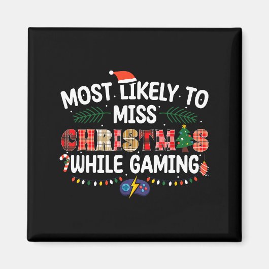 クリスマスを逃しそうなゲーミングおもしろ家族 マグネット (正面)