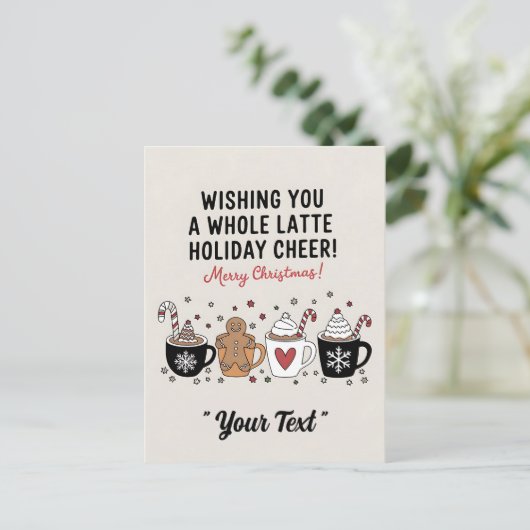 クリスマスを願って全体のラテコーヒー応援 ポストカード (スタンド正面)