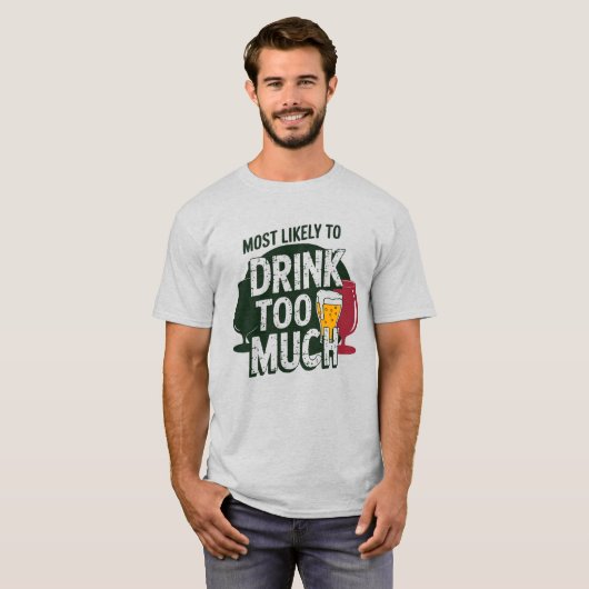 🎄クリスマスを飲み過ぎる可能性が高おもしろいい Tシャツ (正面フル)