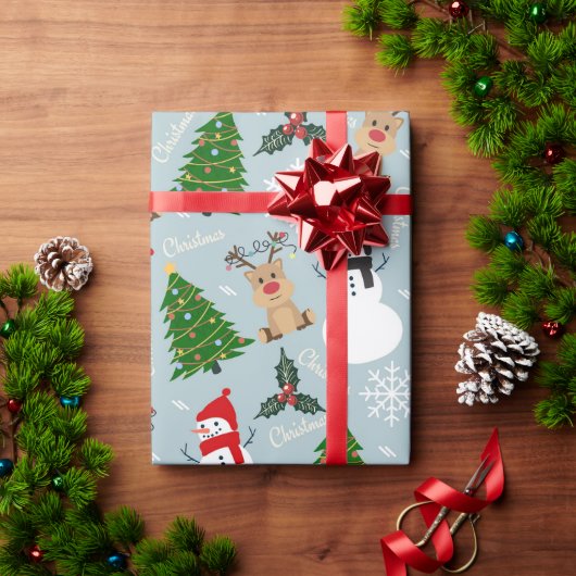 クリスマスアイコンのコレクション ラッピングペーパー (クリスマスギフト)