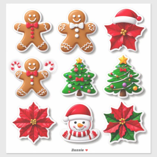 クリスマスアイコンのフェスティバル シール (シート)